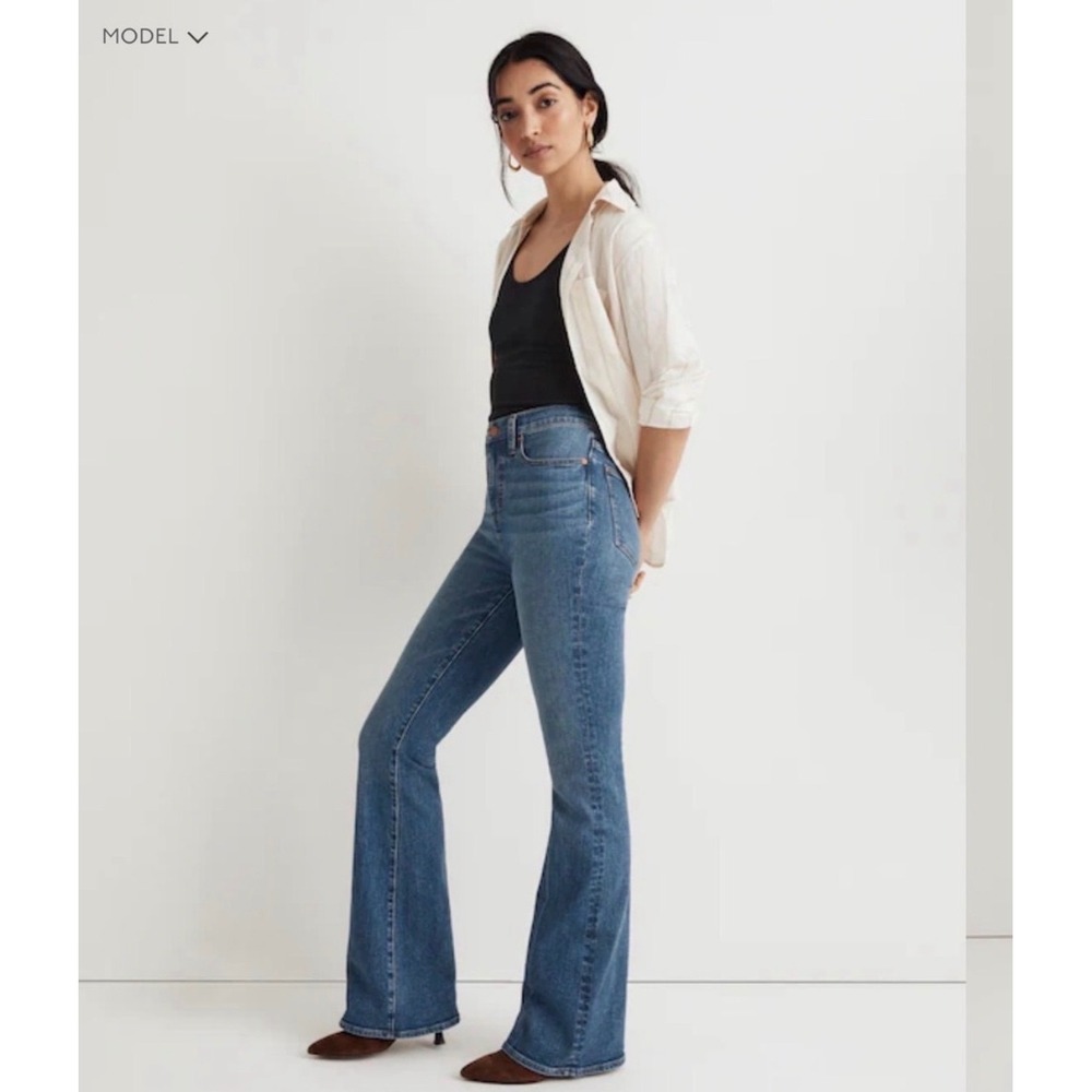 Madewell Skinny Flare Jeans High Rise Medium‎ Wash Blue Denim Size 27